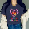 T-shirt féminin Ladys Fashion V-Neck Fluorescence Love Mermaid Ma Sera Bonito Flower Graphic Girl Karolg Singer t Casual Shirts D240507