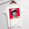 T-shirt féminin HARAJUKU T-shirt pour femmes Summer Summer Casual Short Hippie T-shirt drôle David Michelangelo Smoking Imprimed Fashionable Womenl2405