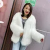 Vestes pour femmes hiver à double face manteau de fourrure épaisse réel moréen tempérament coréen V-collier décontracté chaud