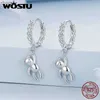 Dangle Kronleuchter wostu rein 925 Sterling Silber Bear Drop Anhänger Ohrringe für weibliche Cartoontiere Weibliche Ohrhaken Geburtstagsgeschenke xw