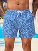 Shorts pour hommes Summer Casual Flower Print Flower Fragmented Polyester Pantal Pantals Plus Taille Surfing S-5XL