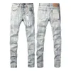 Designer maschile designer viola marca uomo maschio azzurro y2k high street jeans paint graffiti pattern danneggiati pantaloni magri