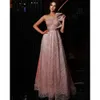 Sparkly Ball Jurk Prom jurken Mouwloze Bateau One Shoulder Appliques Pailletten kralen vloerlengte kant kanttochten jurk bruidsjurken plus maat op maat gemaakt 0431