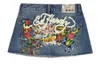 Y2k rok dames gotische hiphop brief print vintage blauwe denim rok zoete meid mode hoge taille slanke mini korte rok 240506