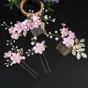 Europäische Blattgoldplatte Haarkopfschmuck handgefertigtes Braut Kronkopfschmuck Blumen Eingefügte Kammhaarschmuck 4-teilige Set 4-teilig Set