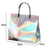 Sac à provisions laser en PVC avec bouton instantané Reutilisable Femmes Shopping Sac de rangement Sacs de rangement femelles Sac à main épais étanche Sac Eco 240506