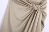 Юбки 2024 Spring Women Fashion с завязкой собраны передняя щель плиссированная юбка Винтаж высокая талия задняя молния