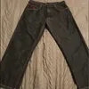 Jeans femminile americano harajuku modello ricamato femmina nera y2k in moda casual sciolte alte pantaloni a gamba a larga gamba unisex