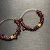 Boucles d'oreilles cerceaux Heyya Stone Vintage Natural Garnet Simple Classic Round Circle Gemstone Jewelry Handmade 14k Gold Exclusive