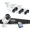 ZOSI H265フル1080pホームセキュリティカメラシステム屋外屋内5MPライトCCTV DVR 8チャンネル付きAIヒト車両検出4x1080p耐候性監視カメラ