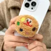 Сотовые крепления держатели ins cute 3d забавные меховые печенья для магнитного телефона Magsafe Magnetic Phone Gripk Grip Tok Stand для iPhone беспроводной зарядной кольцо зарядки