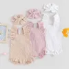 Rompers Neworn Fashion Toddler Baby Girl Одежда Solid Color Ruffle Umpasut Matter Summer без рукавов хлопковая одежда H240507