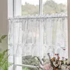 Cortina 1pc blanco pequeño para sala de estar gabinete de cocina decoración del hogar romántico trayectoria de tratamiento de ventanas cortas café puro voile