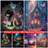 Stitch Velvet Canvas Ab Diamond malarstwo fantasy Night House 5D Diy Diamond Hafdery Krajobraz Mozaika Picture Cross Stitch Craft Gift