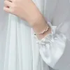 Bangle Modian Fashion Dames Double Box Chain Frosted Ball en Light Bead Pure Silver 925 Exquisite Jewelry 2020 Design Q240506