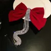 Autre nouveau Velor Grace Bow Hairpin Crystal Fringe Fringe Coil Clip Clip Women Ponytail Ringestone Per perle Accessoires de cheveux Cadeaux Héaire