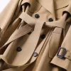 Albums femelles trench beige coat mi-longueur coréen version britannique manteau à genoux printemps, automne et veste d'hiver khaki noir