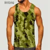 Mens Camoufiage Casual Sports Tanks Summer Summer Sleesess 3D Print Print Basic Vest Fitness Workout Running Man top