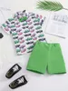 Set di abbigliamento per bambini Shorts verdi Shorts per bambini