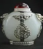 Chinese Vintage Collectibles Handwerk Wit Jade Armored Dragon Leo Snuff Bottle7356567