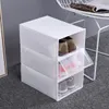 6pcs Shoes Box Drawer Type Shoe Box Thicken Transparent Shoes Organizer Dust-proof Shoes Display Box White Random Shoebox 240506