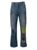 Pantalon masculin 2024 Jean large wideleg vintage kapital avec cactus broderie patch mene s plus taille en vrac denim