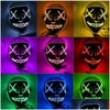 Party Masks Demon Slayer Glowing El Wire Mask Kimetsu No Yaiba Personnages Cosplay Costumes Accessoires Japonais Fox Halloween LED C0813 DHVGB