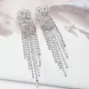 Brincos de berros trêmulos de cristal de cristal de cristal de cristal de cristal longa para feminino para mulheres presentes de joias
