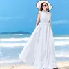 Robes décontractées Robe de longueur de cheville super longue 2024 Bohemian Solid Murffon grande taille de vacances Summer Summer Elegant Big Swing