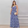 Designer Dress Summer New Sexy Strap Print Waist Tie up Dress Plus size Dresses