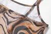 Robe de créateurs vent d'été Nouvelle robe de motif tigre de filet pour femmes avec un décolleté de ligne et des robes sexy en ajustement plus taille