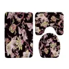 Mats 3pcs Vintage Flower Crane Bath Mat de bain Ensemble japonais Asian Asie Floral Cuisine Poigle Antislip Tapis de salle de bain Tapis de toilette Couvercle de couvercle