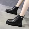 Stiefel Herbst Winterkampf Frauen Mode Punk Gothic Knöchel PU PU Leder Schwarze Plattform kurze weibliche Schuhe