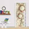 ステッカードアステッカー豪華な花の防水リビングルームベッドルームドアの壁紙自己接着剤の壁のデカール模倣3D壁ステッカー