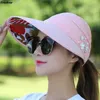 Capes à balle chapeaux d'été pour femmes pliables chapeau de soleil Visor de fleur de perle suncreen casquette floque