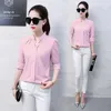 Camisas de blusas para mujeres Fashion Spring Fashion Sexy V-Chain Women Women Formal Long Sle Chiffon Blusa M-2xl D240507