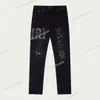 Jeans in denim mutandine elastiche slimper tagliare buchi e pantaloni lunghi da uomo marea am jeans jeans mans pantaloni neri jeans patch punk