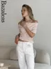 Maglioni femminili 2024 Bazaleas fuori spalla strappata elegante rosa a maglia Pullover Tops ufficiale del negozio Causal senza spalline senza spalline