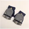 Guantes sin dedo para niños Robot convertible cálido para niños lindos de invierno