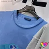 Мужские футболки 2024SS Негабаритная синяя больной мужчина женщин винтажные футболки изнашивание изнутри топов короткие секунды H240507