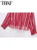 Blouses pour femmes 2024 Femme Fashion Knot Striped Semi Transparent Short Daily Shirts Femme