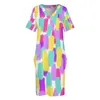 Casual Dresses Paint Brush Print Dress Womens Abstract Art Vintage Summer V Neck Eesthetic Design Big Size 5xl