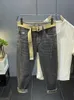 Printemps 2023 et Automn Jeans Mens Brand Trendy avec imprimé complet sur la doublure intérieure Slim Fit Elastic Long Pantal