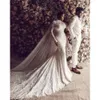 Mermaid Wedding Vintage Dress Chart Schermo ad alto collo a maniche lunghe con abiti da sposa più dimensioni abiti da sposa