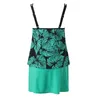Swimwear femminile 2024 Spalato Swimsuit Leaf Stampa della gonna conservatrice conservatrice verde set da due pezzi