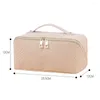 Storage Bags Travel Toiletry Bag Oblong Shape Double Zippers Cosmetic Braided Texture Multi Compartments Makeup