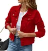 Solide kleur veelzijdige vrouwen Jean Jackets White Black Red Fashion Denim Coat Designer Autumn Jackets S-XXL Denim Jacket Stijlvolle Slim Rapel Denim Jacket