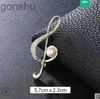 Pins Spettoni Fashion Minimalist Crystal Music Note Pearl Womens Luxury Music Simbolo Boglizia Gioielli Clip Clip WX