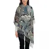 Sciarpe una sciarpa unisex mantieni la testa di foglie astratte calde con nappa acanthus stampa y2k slaw shawl avvolgente design invernale bufanda mujer