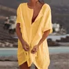 Women Beach Wear Women Wear Wee Womens Swimesuit Coperbocchi a manica corta Long 2021 Summer Casves Soldi Sold Colow-Up Blouse Plus D240507